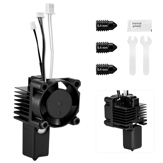 X1, X1C Hotend Complete Kit, Complete Assembly for Bamboo Lab X1 Series 3D Printer, 0.4 mm Hardened-Steel Nozzle, Ceramic Heater, Thermistor, Fan and 3D Printers Extruder Heating Block Replacement