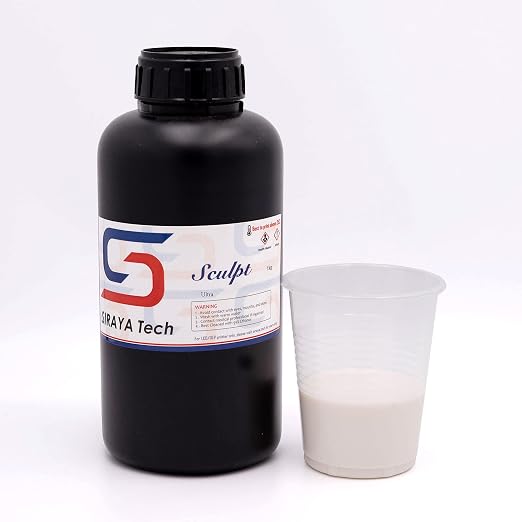 Siraya Tech Sculpt High-Temp Resistant 3D Printer Resin - Up to 250C, High Precision, Compatible with 8K DLP/LCD Printers for Engineering, Jewelry, & Industrial Applications (Ultra White, 1kg)