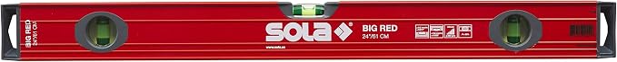 SOLA LSB24 Big Red Aluminum Box Beam Level with 3 60% Magnified Vials, 24-Inch