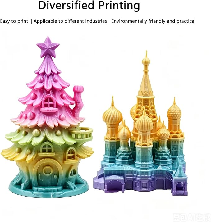 Silk PLA Filament 1.75mm, ±0.03mm Precision, Glossy Gradient Silk Colors, 1kg Spool (2.2 lbs), 10-Pack Silk PLA Bundle