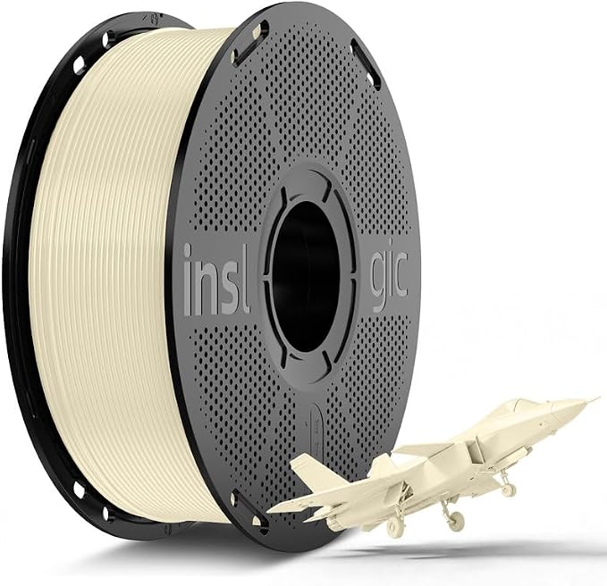 Inslogic Pre-Dried PLA Pro 3D Printer Filament, High-Speed Tough PLA Pro Filament 1.75mm ±0.02mm, Reusable Spool, Compatible with Bambu and More FDM Printers, 1kg (Bone White)