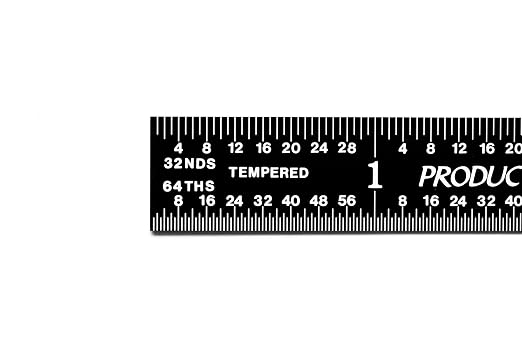 PEC Tools 18" Stainless Steel Flexible Metal Ruler with Black Chrome Finish, 4R Graduaction (1/8", 1/16", 1/32", 1/64"), High-Contrast Imperial Machinist Rule, Easy to Read, Made in USA