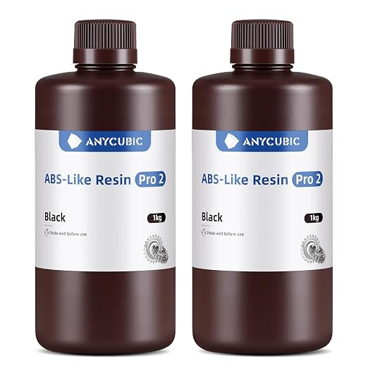 ANYCUBIC 3D Printer Resin Bundle, ABS-Like Resin Pro 2 with Enhanced Strength and Toughness, Performance far Superior to ABS-Like Resin, Low Odor (Black+Black, 2kg)