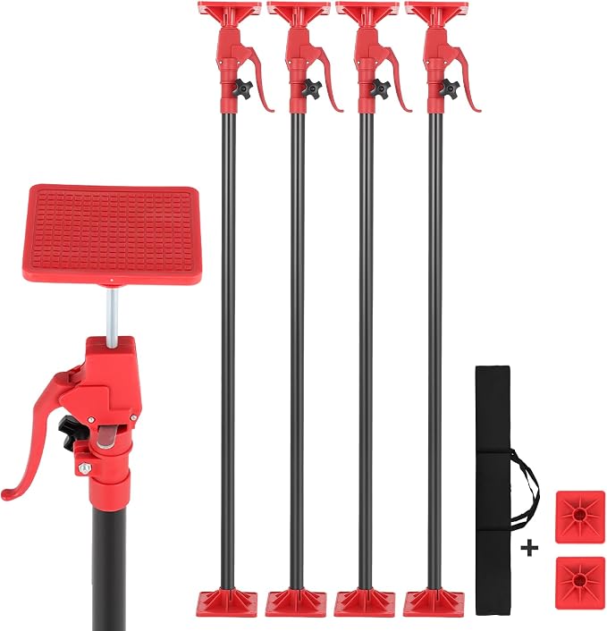 Cabinet Jack Support Pole, 45"-114" Drywall Lifts Support Poles Adjustable for Drywall Lifts Installing Cabinet, Drywall Jack, Cargo Bars with 154 Lbs Capacity (45"-114" 4PC)