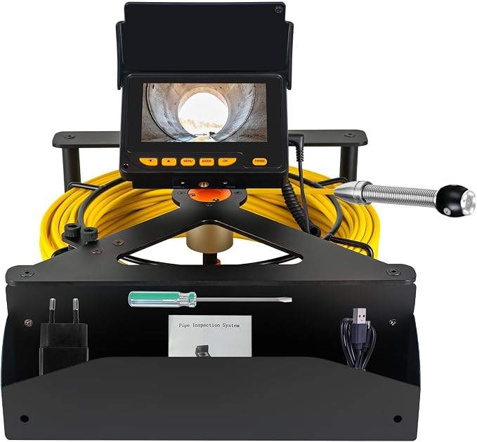 150 FT Sewer Camera Snake,JQKJCAM 32GB 17MM Sewer Inspection Pipe Drain Camera with Light,4.3'' Video Screen,M+FT Mark,0.67'' Waterproof Plumbing Borescope for Plumber Householder(50M)