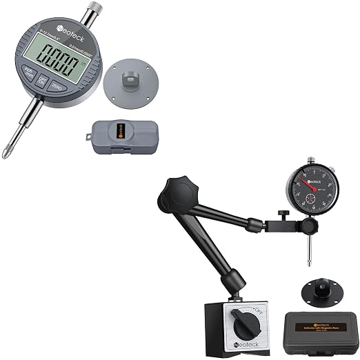 Neoteck 0.5" Digital Indicator + 1" Dial Indicator and Magnetic Base