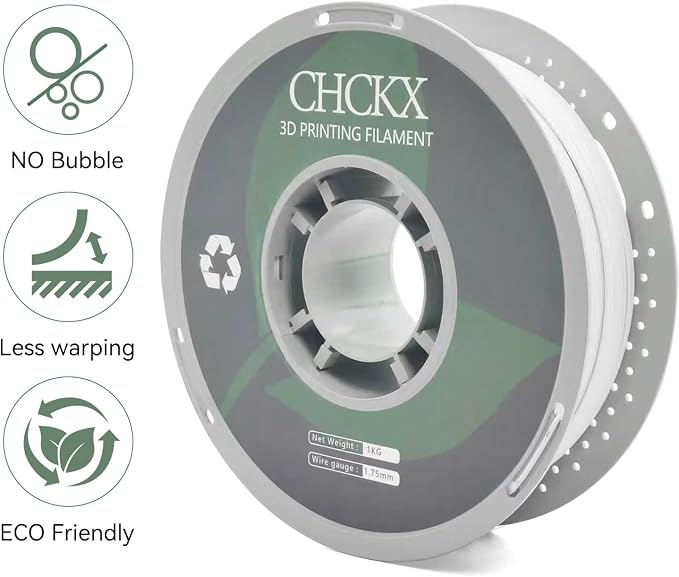 PETG Glass Fiber 3D Printer Filament, Dimensional Accuracy +/- 0.03 mm, 1kg Spool(2.2lbs), 1.75 mm Fit for Most 3D Printers, White