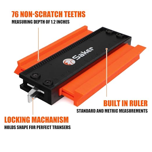 Saker Multi-Function Foldable Level-Saker Contour Gauge (5 Inch Lock) Profile Tool