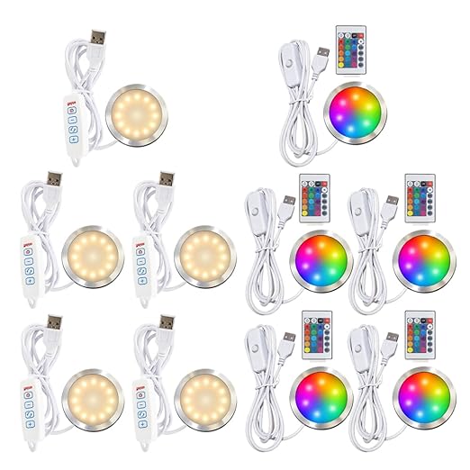 LED Lamp Kit 001 (10-Pack Set) – Includes 5PCS Three-Color LED Light + 5PCS 16-Color RGB Lights for Bambu Lab H2S/P2S/P1P/A1, 3D Printer DIY Lighting Kit, 5V USB, Adjustable Color & Brightness