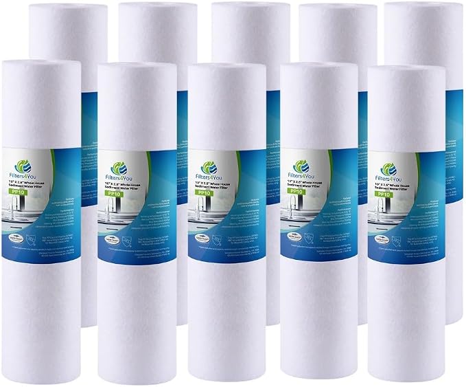 CFS - 5 Micron Replacement GE Filters Compatible With KW2510G GXWH04F GXWH20F GXWH20S GXRM10 Models - 9.75" x 2.5" Water Filtration Systems - 10 Pack