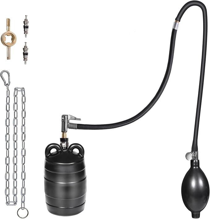 3 Inch Inflatable Pipe Plug Balloon Kit with Extension Hose,Safety Chain & Pump, Rubber Sewer Test Ball for Drain Blocking, Plumbing Pressure Testing/Leak Detection(Fits 2.8"-3.2" Pipes)