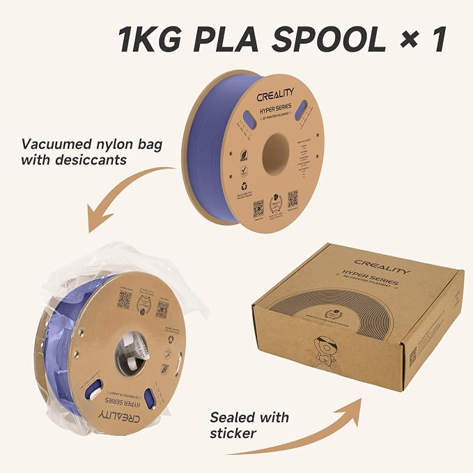 Official Creality Hyper PLA Filament 1.75mm, High Speed PLA 30-600mm/s Rapid 3D Printer Filament, Dimensional Accuracy +/-0.02mm, Fit Most FDM 3D Printers, 1KG(2.2lbs) Spool Very Peri