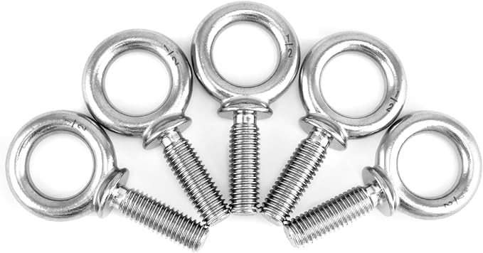QWORK Eye Bolt, 20 Pack 1/2" -13 x 1-1/2" Marine Grade Stainless Steel Lifting Ring Threaded Eyebolt Machinery Shoulder Eyebolts
