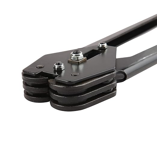 Strapping Sealer for Both Poly & Polyester Strap, Strength Saving Heavy Duty Manual Banding Tool for 1/2" - 3/4" Width Plastic Strap, 20" Long Handle (Black)
