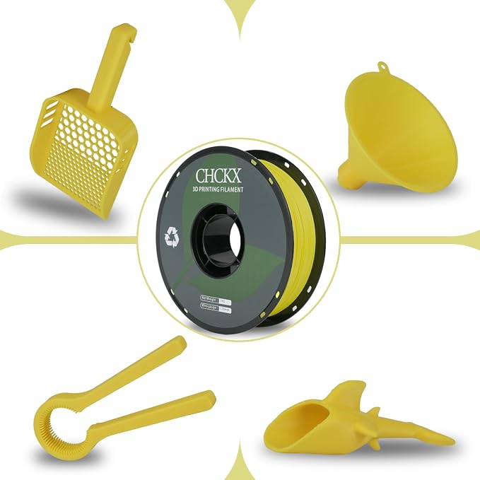 PETG 3D Printer Filament, Dimensional Accuracy +/- 0.03 mm, 1kg Spool(2.2lbs), 1.75 mm Fit for Most 3D Printers, Yellow