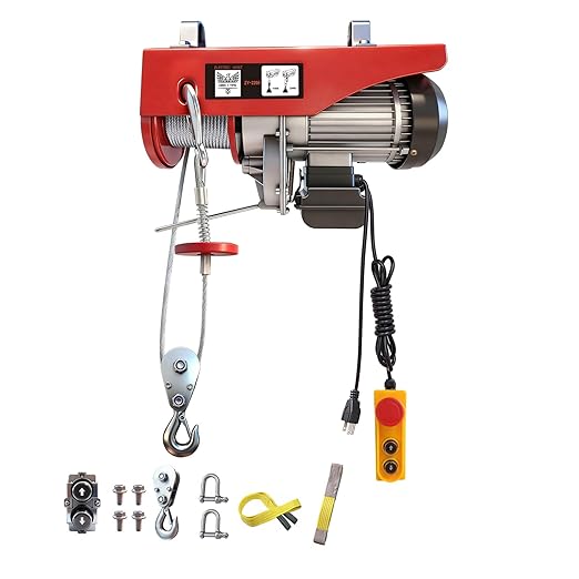 Electric Hoist, 2200 lbs 110V Electric Winch with 14 ft Wired Remote Control, 40 ft Single Cable Lifting Height, Single/Double Slings, Lift Hoist for Garage Warehouse Factory