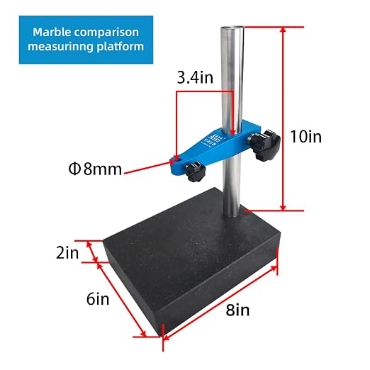 Marble Base Stand for use with Digital dial Indicators, dial Indicator Stand, Size of 200mm * 150mm*50mm(8in * 6in * 2in) Marble Base﻿(ACE-ST)