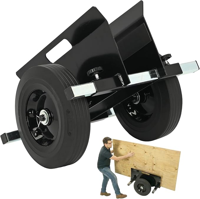 Heavy Duty Panel Dolly Black 1100LBS Capacity Door Cart with 10" Solid Wheels, Adjustable Drywall Mover Panel Drywall Cart Material Handling All Terrain Slab Dolly