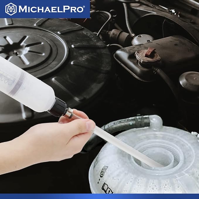 MichaelPro Fluid Extractor and Oil Pump for Oil Transfer, 200cc Fluid Pump Syringe to Extract and Refill, Anti-Leak Cap, Transparent Cylinder & Clear Markings for Intuitive Liquid Changing - MP009082