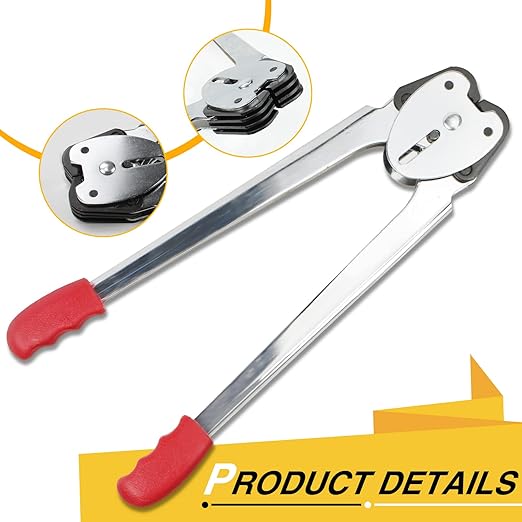 Box Packing Strapping Tool, Manual Sealer Heavy Duty Poly Strapping Tensioner Cutter Tool Kits for 1/2"-3/4" Wide Strap with 328ft Straps & 100 Buckles 50 Label 100 Edge Protectors