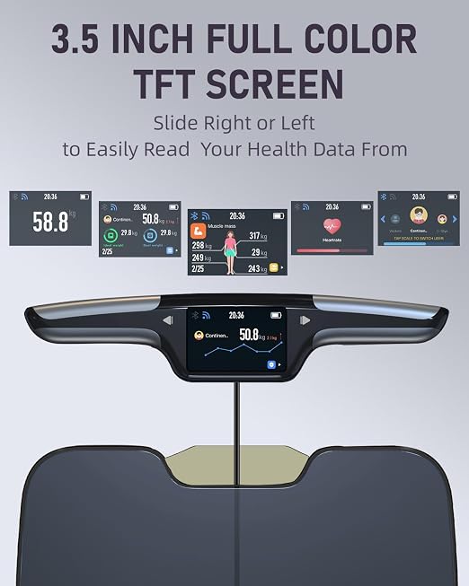 Smart Scale for Body Weight with BMI, Body Fat, Muscle Mass, 8 Electrode High Precision Bathroom Scale, Scale with App, 56 Body Composition Measurement