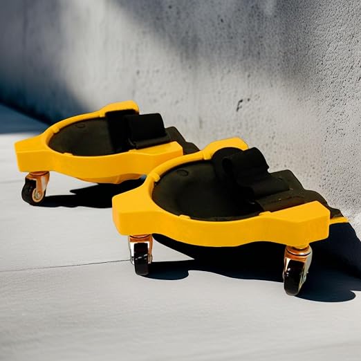 Professional Heavy-Duty Knee Rollers with Smooth-Rolling Casters & Gel Cushion – 360° Glide Mobility, Secure Fit, Work-Grade Protection for Adults, Yellow, One Size