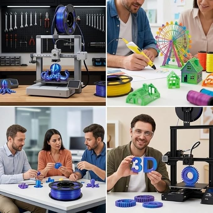 Silk PLA 3D Printing Filament 1.75mm Filajoy3D 3D Printing Filament 1KG, Dimensional Accuracy ±0.03mm, Compatible with Most FDM 3D Printers, Blue-Purple