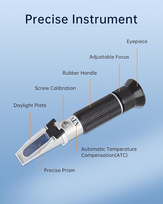 LOHAND Brix Refractometer with Automatic Temperature Compensation(ATC), Precision Measuring Sugar Content for Wine/Fruit/Drink, Sugar Refractometer, Range:0-32%