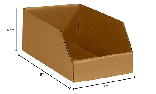 Box USA BBINBIN69K Open Top Bin Boxes, 6" x 9" x 4 1/2", Kraft (Pack of 25)