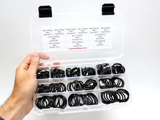 Captain O-Ring - ORB BOSS Hydraulic Fitting SAE 900 O-Ring Seal Kit (Buna-N 70-255 Piece Kit, 12 Sizes)
