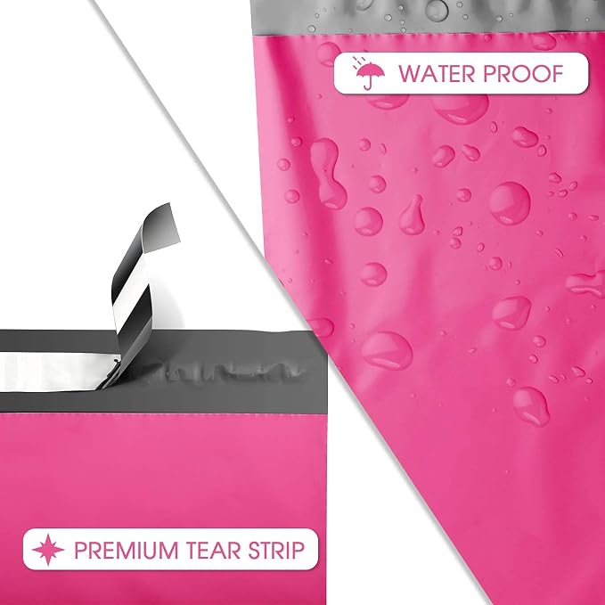 Metronic Pink Poly Mailers 14.5x19 Large Poly Mailers 500 Pack Self-Seal Shipping Bags, Packaging Bags, Shipping Envelopes, Packaging for Small Business, Boutique, Clothing