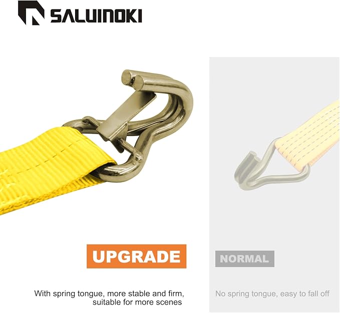 8Pack 2 inch Ratchet Straps Heavy Duty 15 ft J Hook with Anti-Loss Lock, 2 inch Tie Down Straps for Trucks, Cargo Straps Ratcheting Yellow