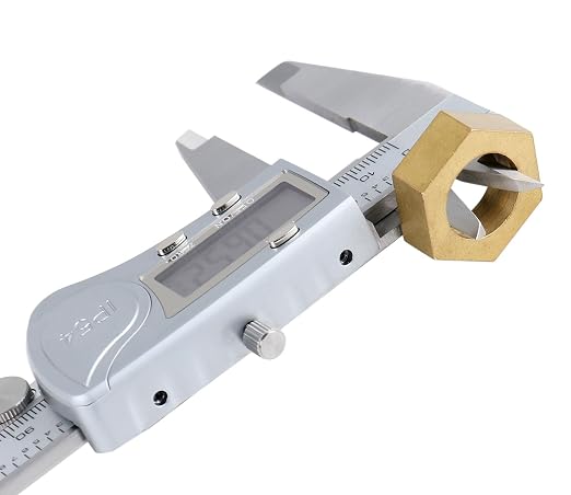 Accusize Industrial Tools Digital Caliper, 0-8''/0-200 mm Range by 0.0005''/0.01 mm Resolution, Large LCD, Ip54 Water Resistant, 2015-0200 | IP54 Water-Resistant, Stainless Steel, 0.0005 in/0.01 mm Resolution, ±0.03 mm Accuracy