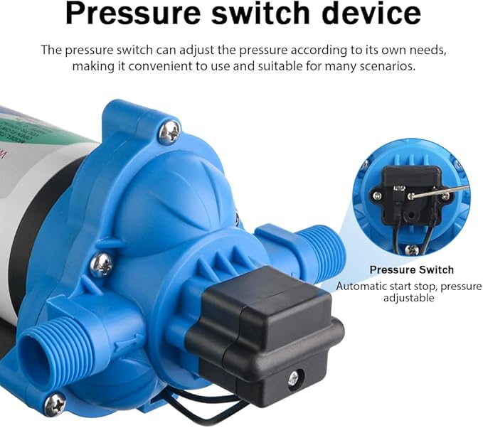 110V AC Electric High Voltage Diaphragm Pump, 4.0GPM, 45PSI, In line Water Transfer Pump, Camping Water System, Garden Hose and Pump Demand Water Pressure Boosting Pump