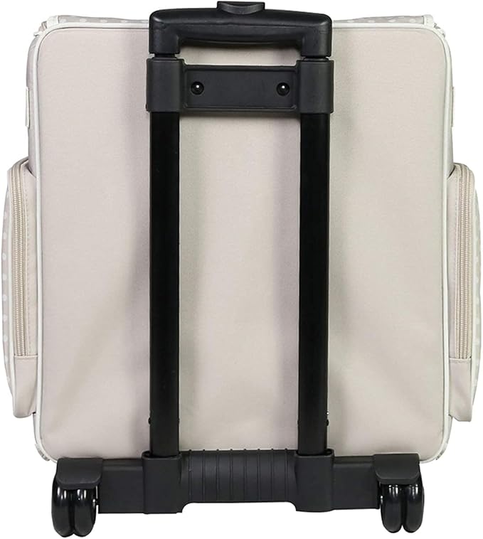 Everything Mary Collapsible Rolling Scrapbook Tote – Tan Dot Craft Bag with Wheels – Portable Storage Organizer for Scrapbooking, Papercraft & Art Supplies