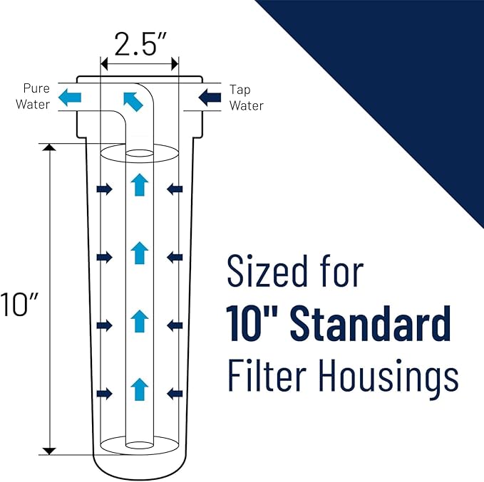 Pentair Pentek 150072 Traditional Standard Filter Housing, 3/4" NPT #10 Clear Water Filter Housing with Mounting Cap, 10-Inch, Blue/Clear