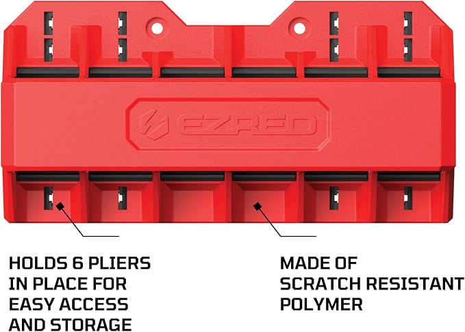 EZRED EZPH6 Magnetic Plier Holder Red, Holds 6 Pliers