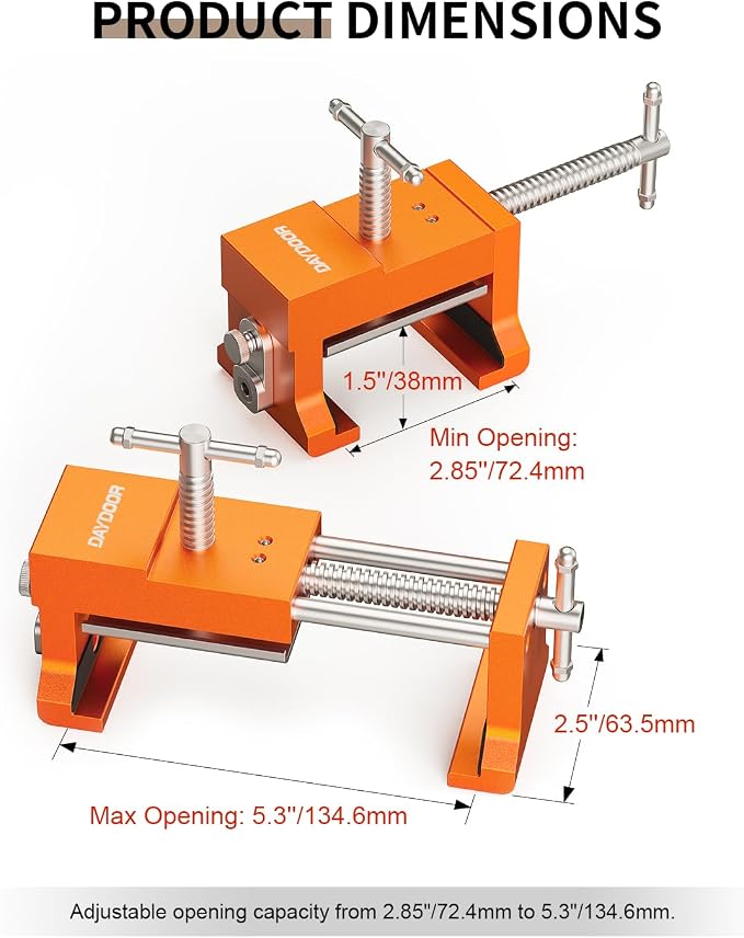 DAYDOOR Professional Cabinet Installation Clamps 4 Pack, Heavy Duty Face Frame Alignment Tool with Integrated Drill Guide & EVA Protection, Woodworking Claw Clamps, Orange