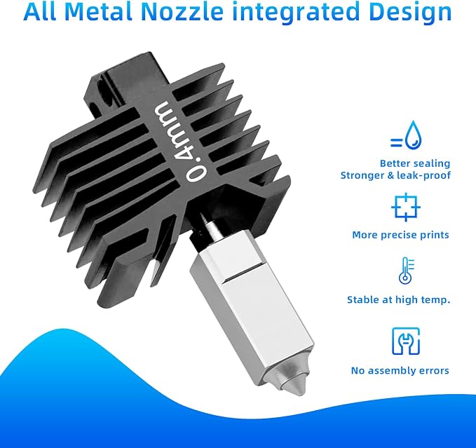 Bambuu Lab X1 X1C Hotend Complete Kit, 0.4MM Hardened Steel Nozzle Full Assembly with Fan, Ceramic Heater, Nozzle, Thermistor, Extruder Heating Block Replacement for Bambu Lab X1 Series 3D Printer