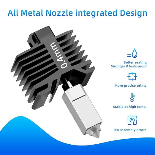 Bambuu Lab P1P P1S Hotend Complete Kit, 0.4MM Hardened Steel Nozzle Full Assembly with Fan, Ceramic Heater, Nozzle, Thermistor, Extruder Heating Block Replacement for Bambu Lab P1 3D Printer