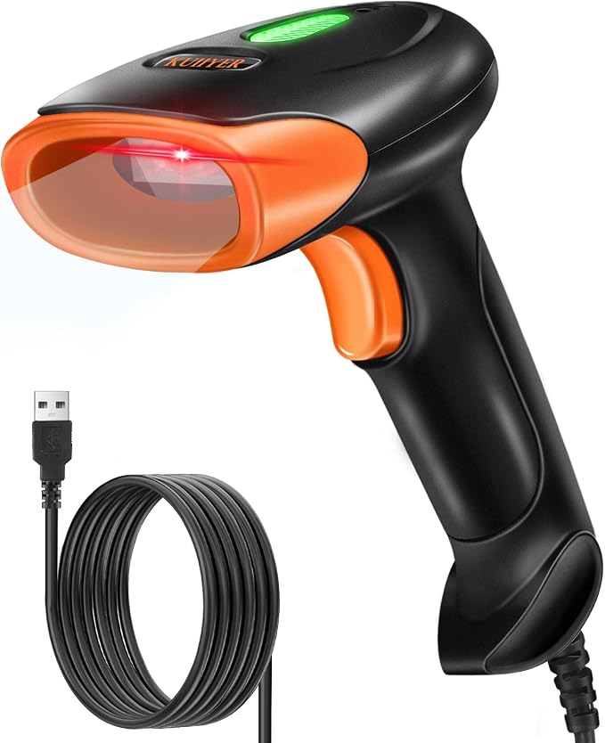 KUIIYER USB Barcode Scanner, 2D QR 1D Bar Code Scanners Wired Handheld Barcode Reader with Updated 800 X 600 Pixel CMOS & Built-in Light, Plug & Play for Computers, PC, Laptop, Desktop & POS