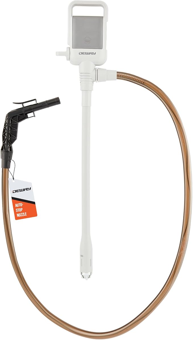 Deway Battery Stick Pump Automatic Fuel Transfer with Auto-Stop & PVC Hose - 2.5 GPM Siphon Pump for Gasoline, Diesel, Kerosene, DEF, Antifreeze, Gas Cans, Generators, Lawn Mowers, Boats, ATVs