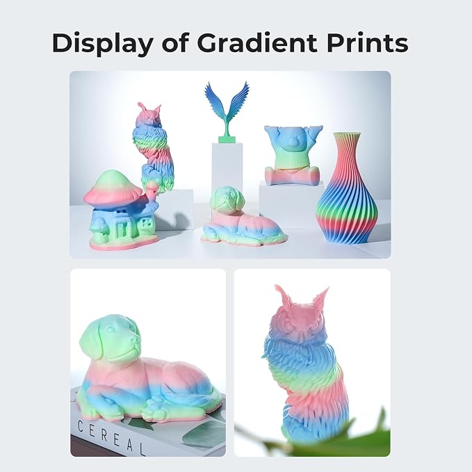 Creality Hyper Rainbow PLA Filament 1.75mm, Multicolor Gradient PLA for High-Speed Printing 30–600mm/s, Smooth Extrusion, Dimensional Accuracy +/- 0.03mm Accuracy(Short Gradient)