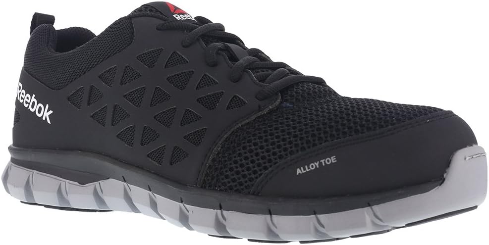 Reebok Work Mens Sublite Cushion Electrical Alloy Toe Work Safety Shoes Casual - Black