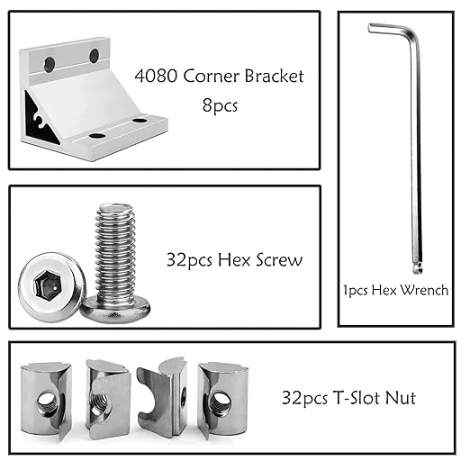 4080 Corner Bracket Connector Set for 4080 8080 Aluminum Extrusion Accessories 8Set(Silver JY)