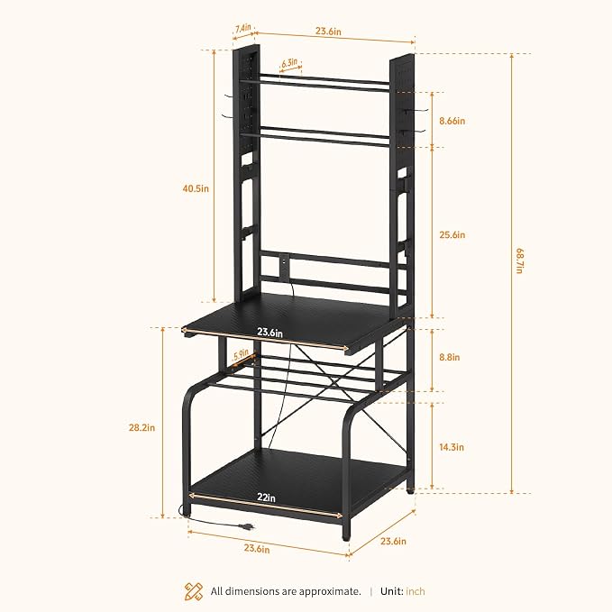 3D Printer Stand with Filament Storage,3D Printer Table with Power Outlets,Sturdy Double-Layer 3D Printer Workstation,for Workshop,Studio,Home Office and 3D Printing Enthusiasts,Carbon Fiber