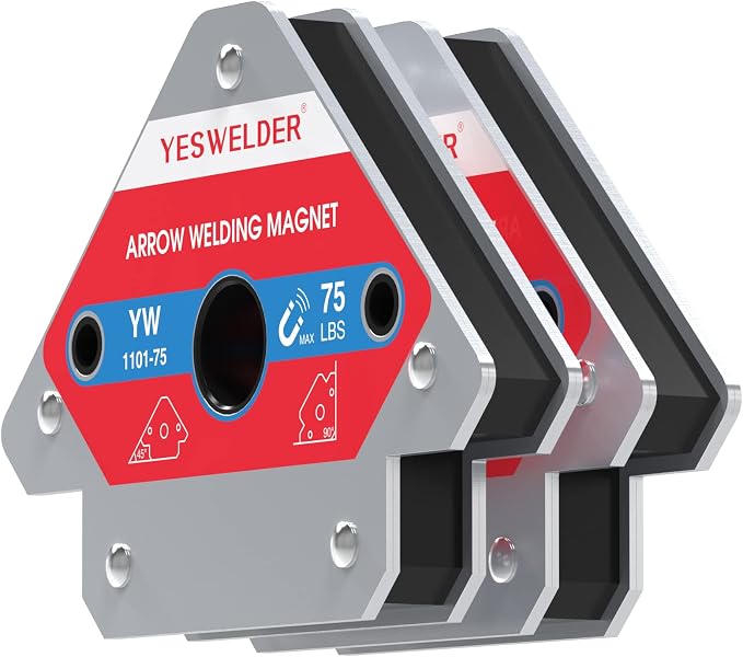YESWELDER 75 LB Welding Magnet 2 Pieces of Magnetic Welding Holder 75 LBS Holding Power & Round Dual Sided Metal Sheet Guage & Metal Sheet Thickness Gauge 2pk Stainless Steel Wire Welding Gauge