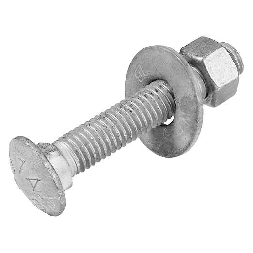 3/8" x 2-1/2" (50 Pack) Galvanized Carriage Bolt Kit, Grade 307A, Hot Dip Galvanized for Exterior Use by Makers Bolt