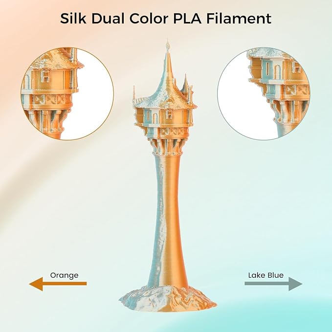 Comgrow Silk Shiny Blue Rose Red Orange and Golden 3D Printer Filament, Comgrow 3D Printing Materials Silk PLA 1.75mm, 3D Printing Filament +/-0.02mm, 250g X 4 Spool