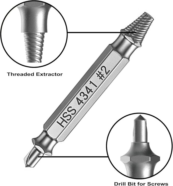 Damaged Screw Extractor Set，6pcs Stripped Screws Nuts Bolts for Removing Rusted and Damaged Hardware, Nuts and Bolts, Drill Bit Tools